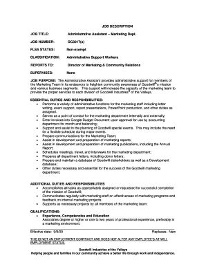 Different kinds of administrative assistants. Fillable administrative assistant job description sample - Edit, Print & Download Business ...