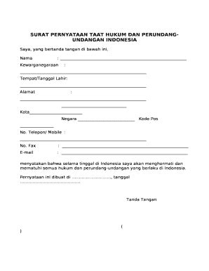 Seperti apa contoh surat pernyataan yang benar? Contoh Surat Pernyataan Menaati Segala Peraturan Perundang-Undangan / Formulir Permohonan ...