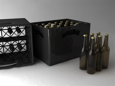 The beer crate holds 17 0,3l longneck cc bottles. 3d beer crate bottles