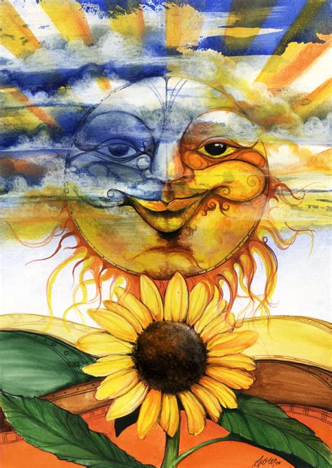 I use a soft airbrush to lighten the. Sun_flower 2 | Moon art, Sun art, Sunflower drawing
