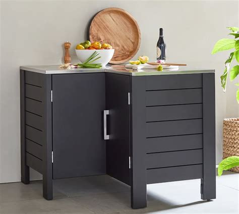 Our custom cabinetry can match any piece of furniture or existing cabinet in your home. Malibu Metal Kitchen Corner Cabinet, Black | Pottery Barn