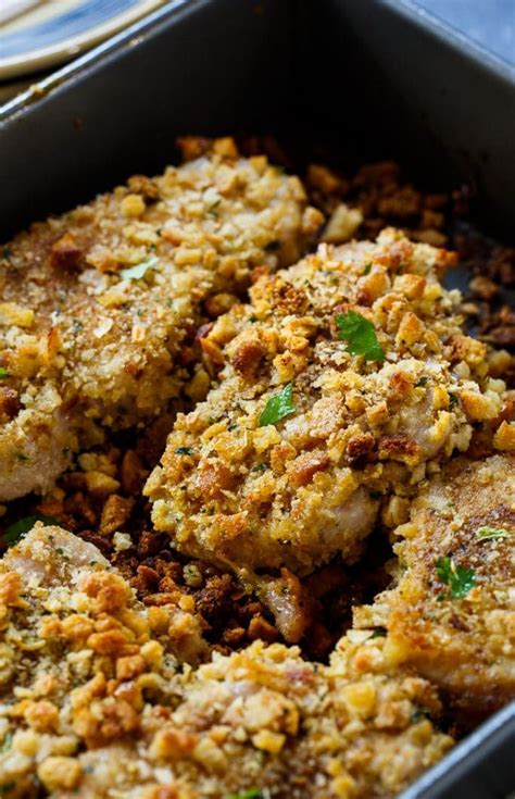 These baked pork chops are a mouthwatering meal that you'll want to add to your recipe collection. Stuffing Coated Pork Chops | Recipe | Baked pork, Baked pork chops, Pork recipes