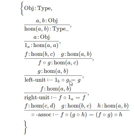 How do you apply $\Sigma$-typing to the definition of a category? (new ...