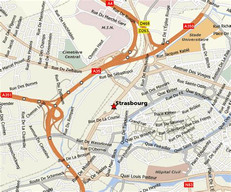 Map of strasbourg (alsace / france), satellite view: Strasbourg Karte