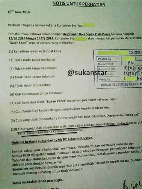 Anda juga boleh download contoh surat ini bagi memudahkan urusan. Notis majikan kepada pekerja sempena World Cup - Blog Ohsem