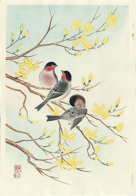 Le japon regorge de belles fleurs. ARTMEMO - Oiseaux en estampes japonaises : Bouvreuils ...