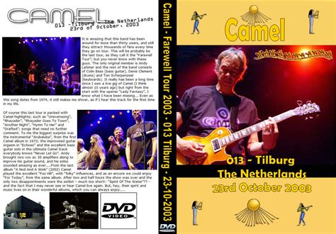 Live in concert is a live dvd by progressive rock band camel, released in 2003, recorded at hammersmith odeon on 11th may 1984. Camel Boots - Tilburg 2003 - Unofficial DVDs