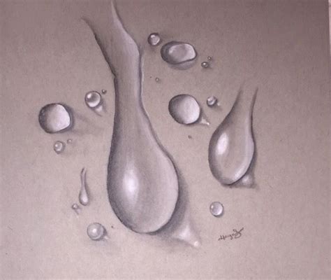 After drawing simple shapes for each water droplet, we can begin the process of developing the values. Realistic water drops drawing | Rain drop drawing, Water ...