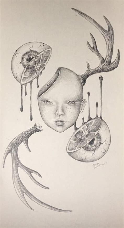 Discover one of the most popular abstract line art and figurative drawings can instantly transform your space into a modern interior. Linggo surreal drawing horror flower Girl with eyeball ...