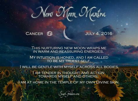 The new moon helps you focus on your personal goals, cancer, so let your lover get in the process. New Moon Mantra | New moon, Cancer, Mantras