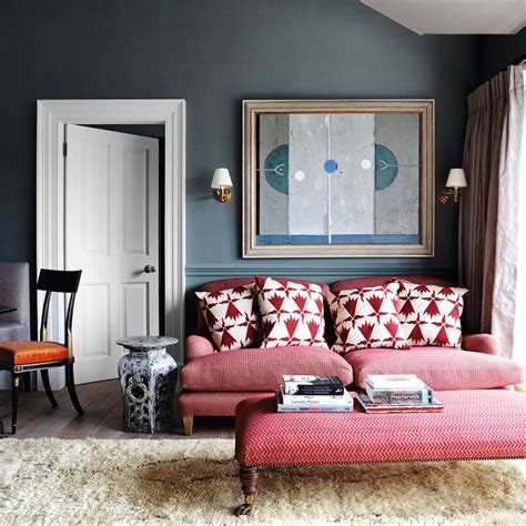 'whereas previously, neutral tones have been the most popular for living rooms, soft and versatile shades such as rose pink and sky blue have seen a surge in popularity for the coming season,' explains helen shaw, director of benjamin moore uk. These upholstery ideas are instant room refreshers | Living room red, Blue living room, Living ...