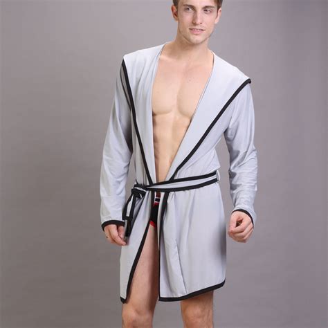 Summer mens bathrobe viscose sexy robe lounge men's loose silky ...