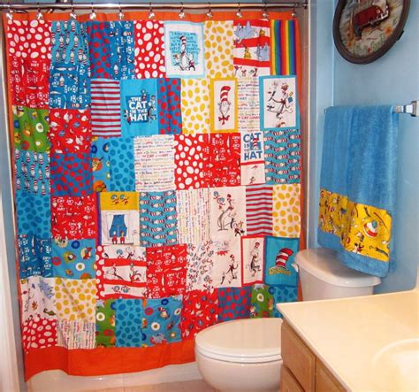 What about a little dr seuss decorating to go with the wacky stories! One of a kind Bathroom Set Made with Dr. Seuss Fabric ...