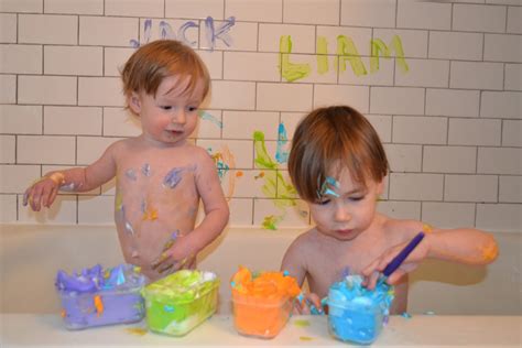 Keep your swaddled baby's head and face exposed. Baby Blakely: For the Boys: Bath Paint