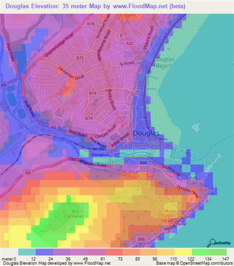 The isle of man (mannin) is a british crown dependency in europe at latitude 54°12′02.52″ north, longitude 4°34′05.16″ west. Elevation of Douglas,Isle of Man Elevation Map, Topography ...