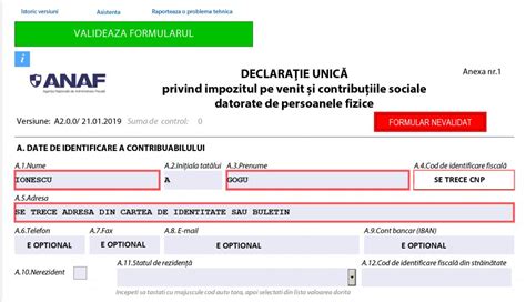 Declarația se poate completa pe. Cod De Identificare Fiscala Persoana Fizica