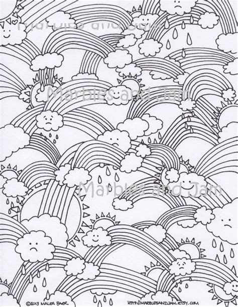 Maybe you would like to learn more about one of these? Rainbows clouds and sunshine printable adult coloring page ...