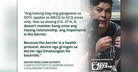 These mecq, mgcq, and gcq travel guidelines and requirements from different provinces in the philippines are updated as of september 30, 2020, unless updated per lgu or davao province. Davao retains motorcycle barrier policy | Philippine News ...