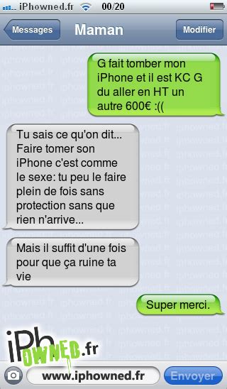 Attraper la.il a doigts a la parole en drole image en voix. iPhowned, message sms drole, texto rigolo, blagues ...