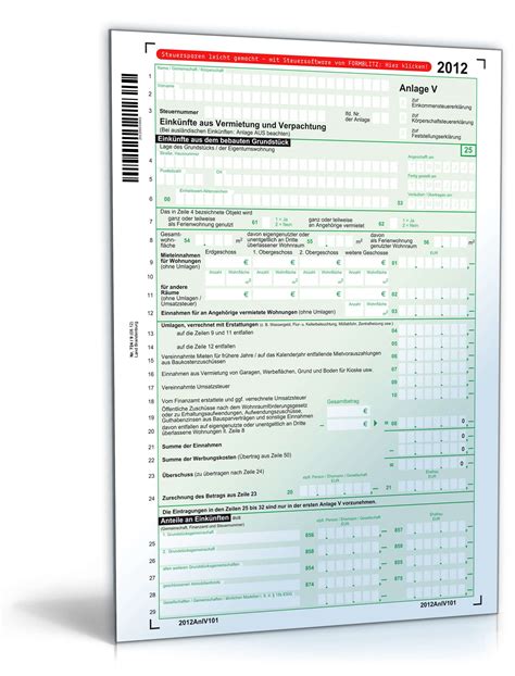 Der oben aufgeführte text stellt keine rechtsberatung dar. Anlage V 2012 | Formular zum Download