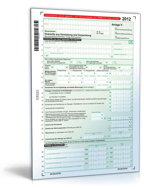 Die formulare sind trotzdem eine große fehlerquelle und kosten zeit. Anlage V 2012 | Formular zum Download