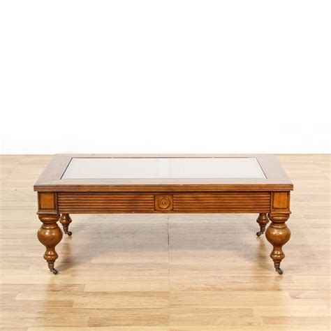More than just a piece of furniture, the wood coffee table has become the focal point of. Carved Wood Glass Top Coffee Table | Loveseat Online ...
