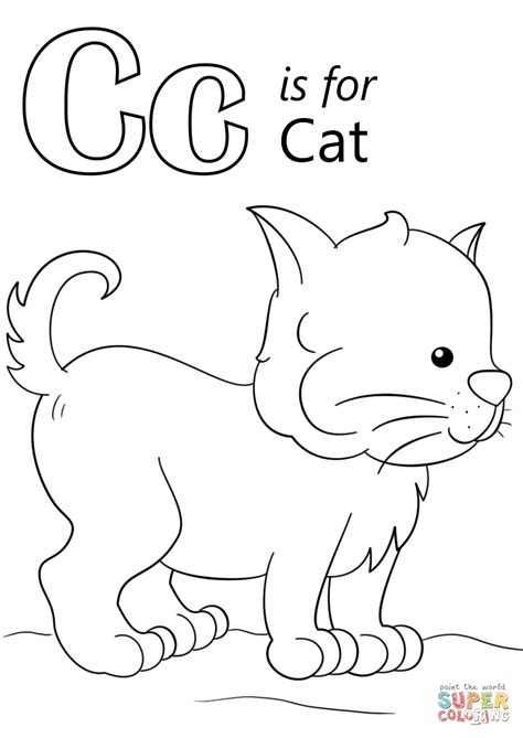 Coloring page with two cute kittens. Letter C is for Cat coloring page from Letter C category ...