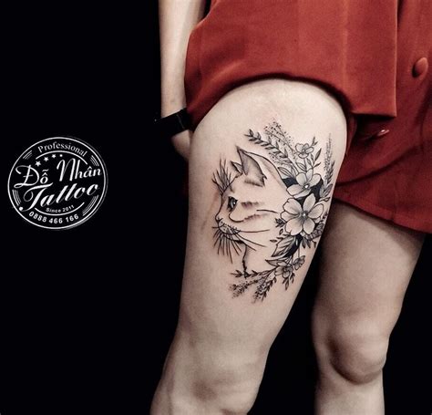 Maybe you would like to learn more about one of these? Hình xăm mèo và hoa, tattoo for girl, tattoo for mens ...