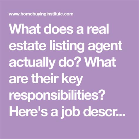 In these situations, brokers handle the business details required to get a property listed and paid for, and then they pay the agents a commission for each property that they sell. What does a real estate listing agent actually do? What ...
