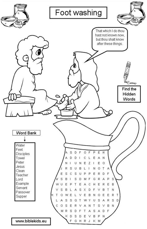 Download and print these jesus washes the disciples feet coloring pages for free. foot_washing_word_seach_puzzle.JPG 693×1,077 pixels ...