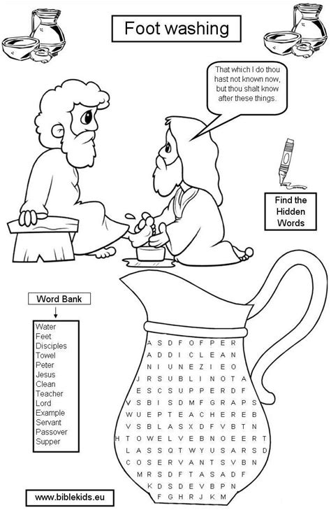 Jesus washing the disciples feet coloring page free printable in. foot_washing_word_seach_puzzle.JPG 693×1,077 pixels ...