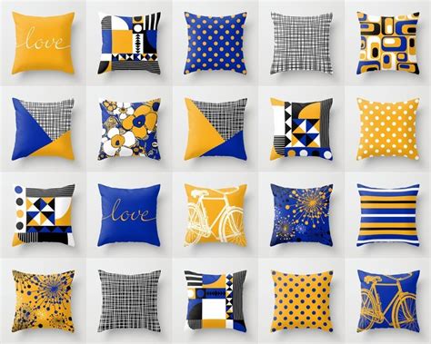 Black white yellow throw pillow mix and match indoor outdoor. Black White Yellow Royal Blue Throw Pillow Mix and Match ...