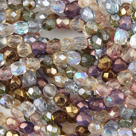 100 Czech Fire Polished 3mm Round Bead Luster Mix Color (10000) | Aura ...