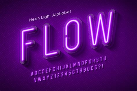 Lighting is a sure method to make people look at it. Neon Light Alphabet Multicolored Extra Glowing Font Stock ...