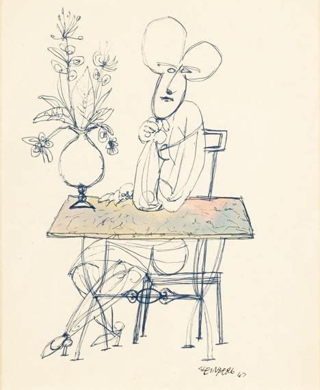 Drawing letters book drawing line drawing drawing sketches drawings sketching walker evans ben shahn social realism. Artwork by Saul Steinberg, Figure at A Table, Made of ink ...