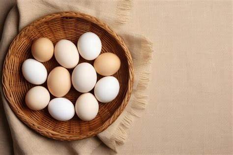 Рис яйцо диета Верхний вид вареных яиц в деревянной миске на фоне хлопкового ткани с Верхний вид вареных яиц в деревянной миске на фоне хлопкового ткани с Рис яйцо диета