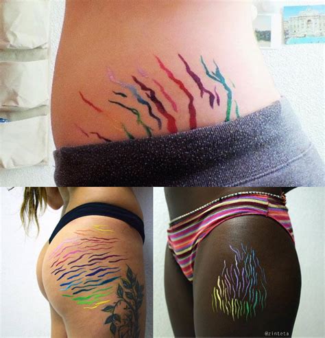 No two tigers have the same stripe pattern on their coats. tiger stripes rainbow stretch marks | Stripe tattoo ...