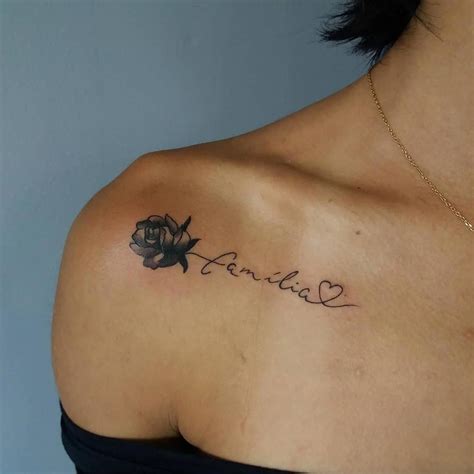 The thigh area is large enough to consider bigger tattoo ideas, but here, in tiny tattoo inc, we love small tattoos. cheap jewelry #womensjewelry | Collar bone tattoo, Rose ...