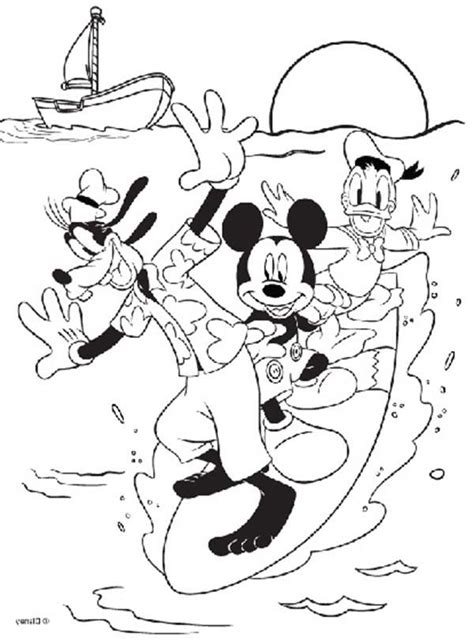 Al principio no usaba zapatos ni guantes pero estos se incluyeron más adelante para diferenciar un personaje de otro. Mickey Mouse Safari Coloring Pages Surfing With Donald And ...