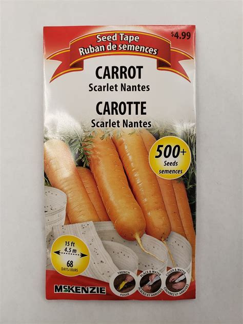 Keep the soil moist and place in an area that has access to at least 6 hours of sunlight per day. McKenzie Seed Tape - Carrot Scarlet Nantes | Winnipeg ...