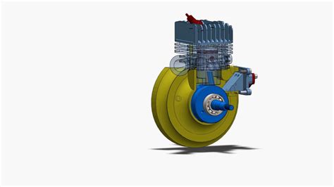 As the name implies, the two stroke engine only requires two piston movements (one cycle) in order to generate power.2 the engine is able do produce power after one cycle because the exhaust and intake of the gas occurs simultaneously,3 as seen in figure 1. Solidworks - Two Stroke Engine movement - YouTube