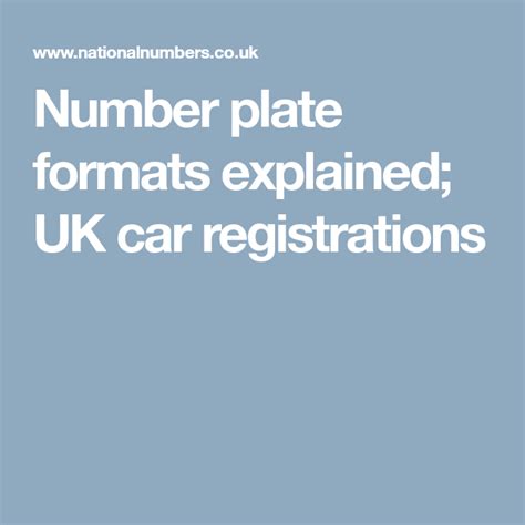 Number plate formats explained; UK car registrations ...