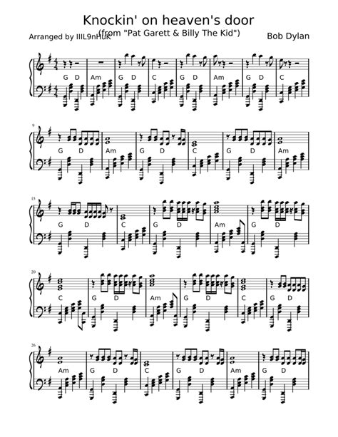 This ain't the way it's supposed to be. Knockin' on heaven's door Sheet music for Piano | Download free in PDF or MIDI | Musescore.com