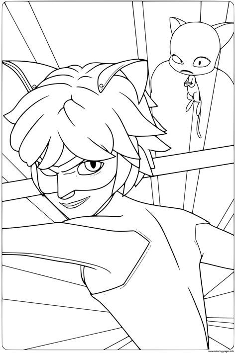 Miraculous adventures of ladybug and cat noir: Cat Noir And Plaggs Coloring Pages Printable