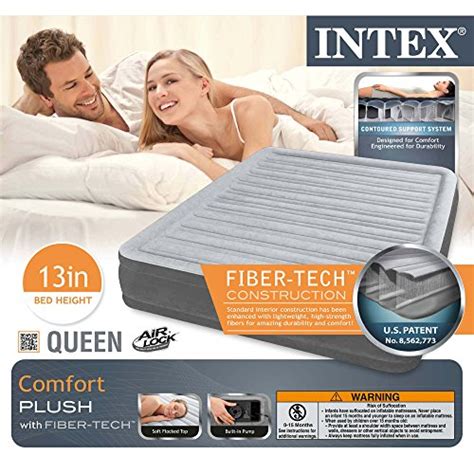 Inflates mattress in approximately 4 minutes to the desired firmness. Intex Comfort Plush Mid Rise Dura-Beam Airbed with Built ...