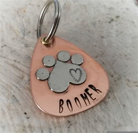 Good for dog tags and cat tags. Paw print pet tag mixed metal pet id pet id tag cat id | Etsy