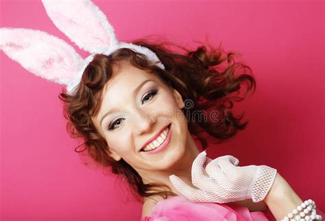 If the bunny ears are attached to a hairband, add fake animal ears. Woman With Bunny Ears. Playboy Blonde. Stock Photo - Image of glamor, caucasian: 42450474