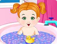 Make sure the bath tub has a lot of bubbles and give the baby cute toys to keep her distracted while washing her hair. Bathing Games for Girls - Girl Games