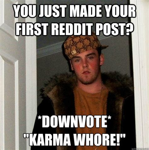 If you have an opinion that's not appreciated by the collective public, they'll downvote you after being on reddit for a few months, i really wish tumblr had a downvote button. You just made your first reddit post? *downvote* "Karma ...