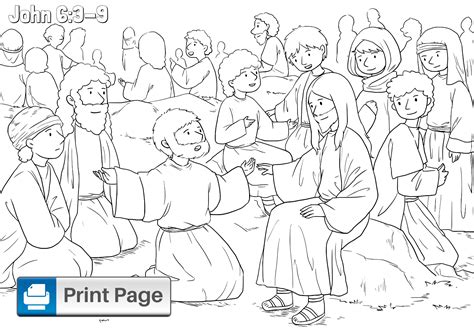 This bible coloring page depicts a basket of loaves, and it's a great reminder that jesus fed the people. he fed them with a miracle, because he had at his disposal only five loaves and two fish. Jesus Feeds the 5000 Coloring Pages for Kids (Printable ...